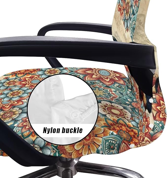 Talayituse Boho Mandala Rooster Chicken Print Office Chair Covers, Stretch Computer Chair Cover, Universal Boss Chair Covers Modern Simplism Style High Back Chair Slipcover, Small