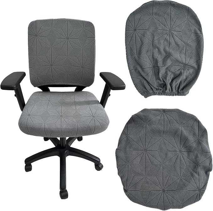 High Elasticity Anti Slip Office Chair Cover, Split Design for Easy Installation,Universal Desk Chair Cover wear-Resistant and Scratch Resistant (Light Gray, Chair seat Cover + Back Cover)