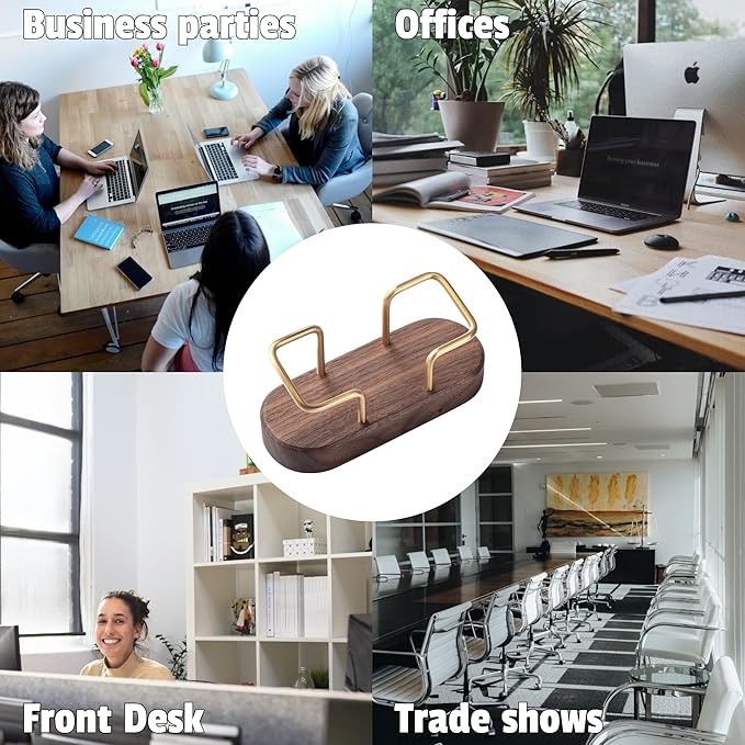 muso wood Business Card Holder for Desk, Wooden Creative Business Card Display for Desk, Wood Business Card Stand for Office, Tabletop (Walnut 2pack)