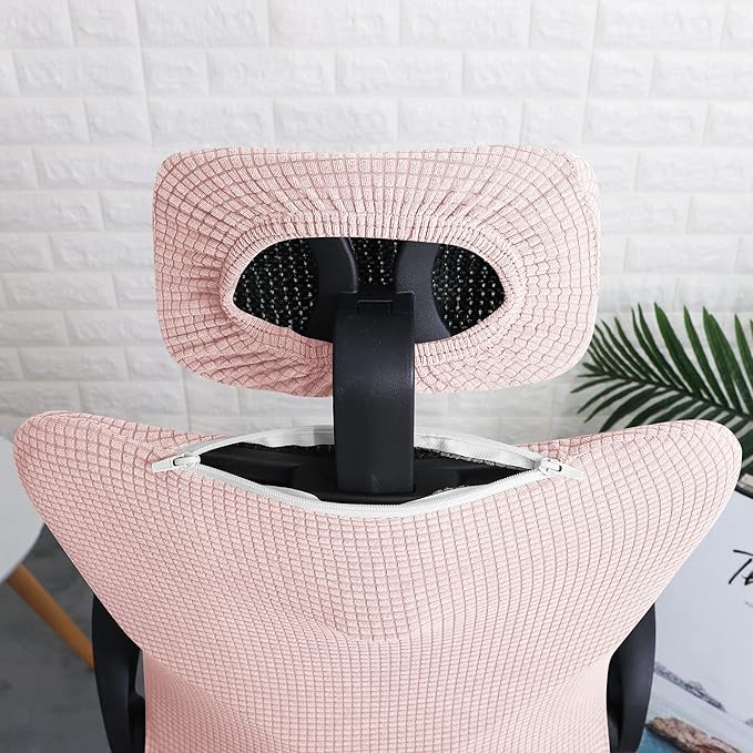 FORCHEER Ergonomic Office Chair Covers Set with Headrest Cover Water Repellent Managerial Chair Cover for Office Executive Chair，Pink