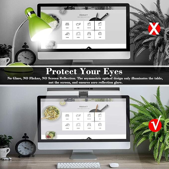 YESLIGHTING Computer Monitor Light,Screen Light Bar E-Reading LED Task Lamp with Touch Sensor,No Glare on Screen, USB Powered, Adjustable Brightness/Color Temperature Eye-Caring Reading Light