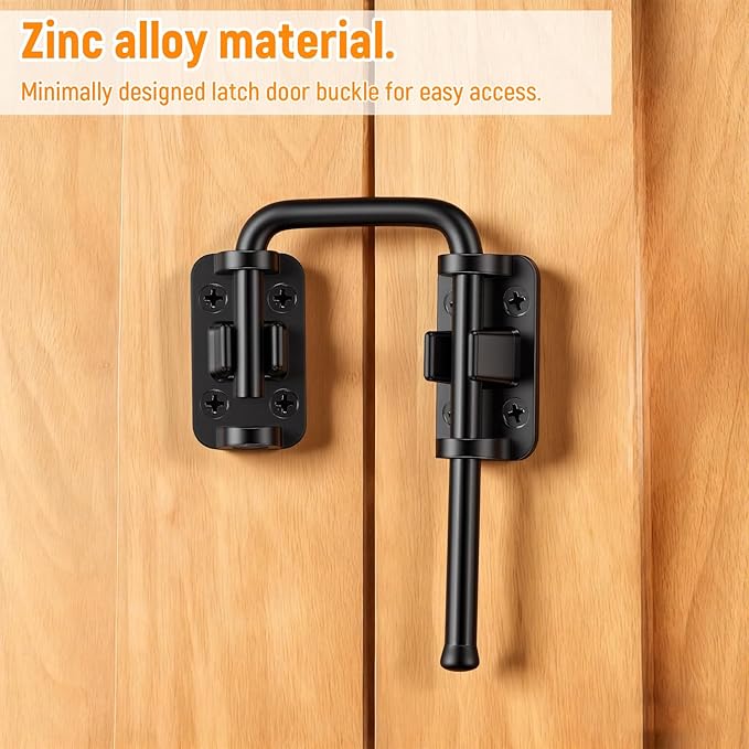 Mabor Sliding Door Lock, Zinc Alloy Rotary Latch for Patio & Screen Doors, Safety Lock for Gates & Windows (Black)