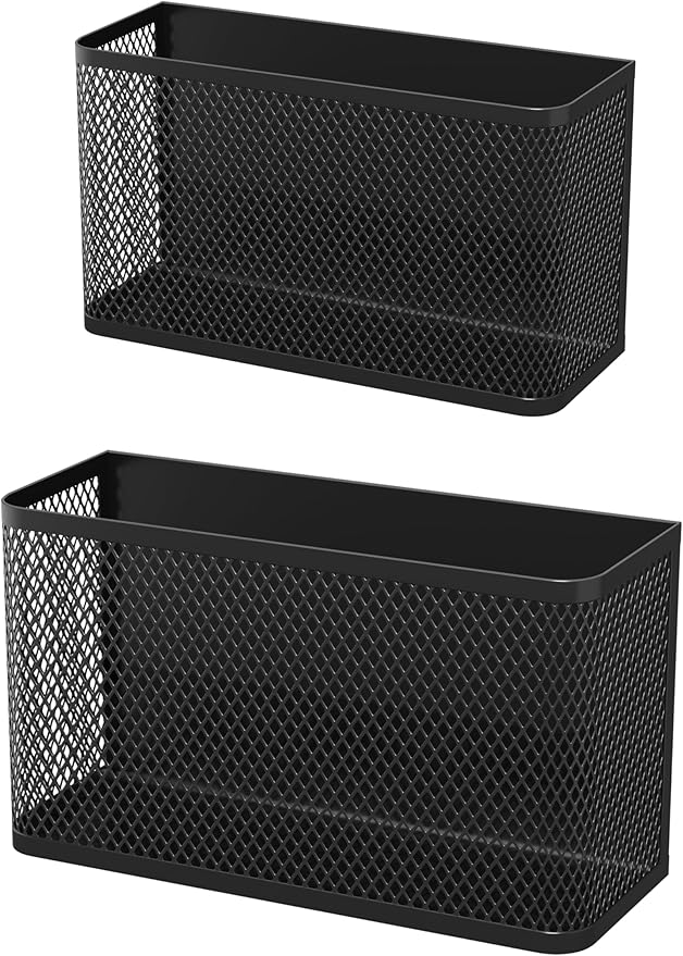 Buyyyit Magnetic Shelf Fridge Basket File Mail Holder Refrigerator Storage Rack Organizer Bins for Home Laundry Kitchen Office School Classroom (Large & Extra Large)