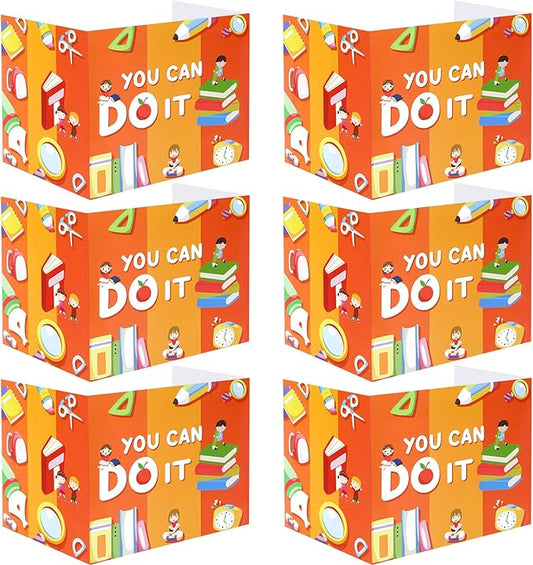 24 Pcs Privacy Boards for Student Desks Bright Colored Classroom Desk Divider Trifold Table Desk Privacy Panel Folders Screen Partition for School Teacher Student Study Test Home(Pen)