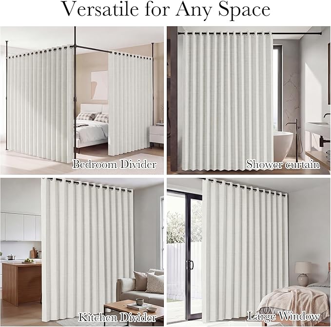 RYB HOME Accordion Style Closet Curtain-100% Blackout Folding Accordion Curtain for Sliding Glass Door/Bedroom, Privacy Assurd Living Room/Office Drape 1 Panel with Tieback, W100 x L84, Beige