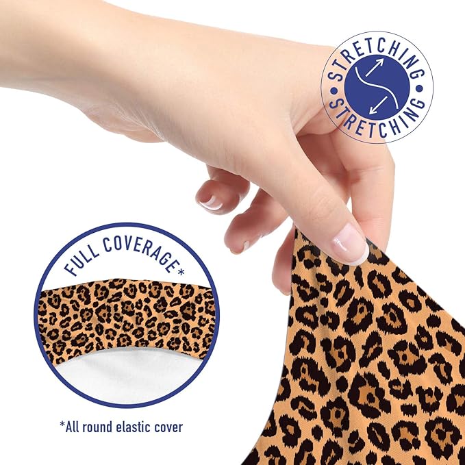 Ambesonne Peach Color Leopard Print Office Chair Slipcover, Orange Color Leopard Pattern Illustration Exotic Pattern, Decorative Stretch and Washable Fabric Cover, Standard Size, Orange and Black