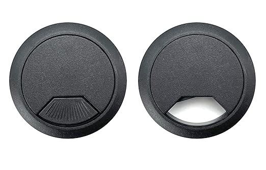 ANGSTROM 2-Inch Hole Desk Grommet Cover Organizer for Desktop Computer Electronics Wires, Black Plastic (8-Pack)