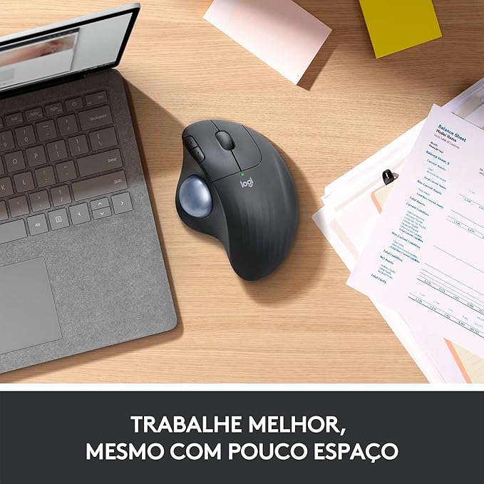 Logitech Ergo M575 Wireless Trackball, Ergonomic Comfort Design, Optical Wireless up to 33 feet 2000 DPI, Bluetooth Technology - 910-005869 (Black) (Renewed)