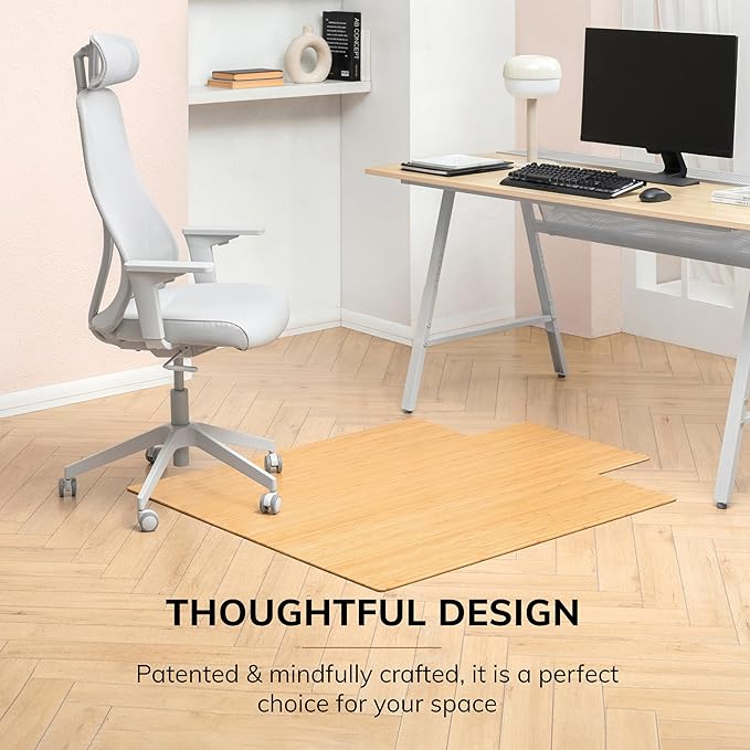 Anji Mountain Office Chairmat Thickest & Sturdy Bamboo Chairmats Highly Premium Quality Anti-Slip Heavy Duty for Multi-Purpose Hardwood Floor Office & Home Floor Protector Office Chair mat-5mm Thick