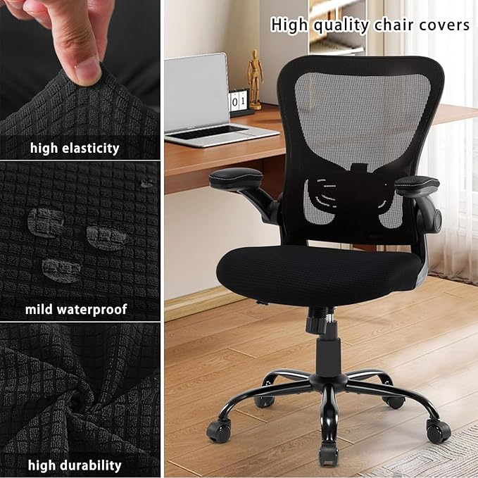 DHXYZZB Chair Seat Cover 2PCS Office Chair Cushion Protectors Waterproof Stretchable Chair Slipcover Universal for Office Desk Swivel Computer Chairs Covers