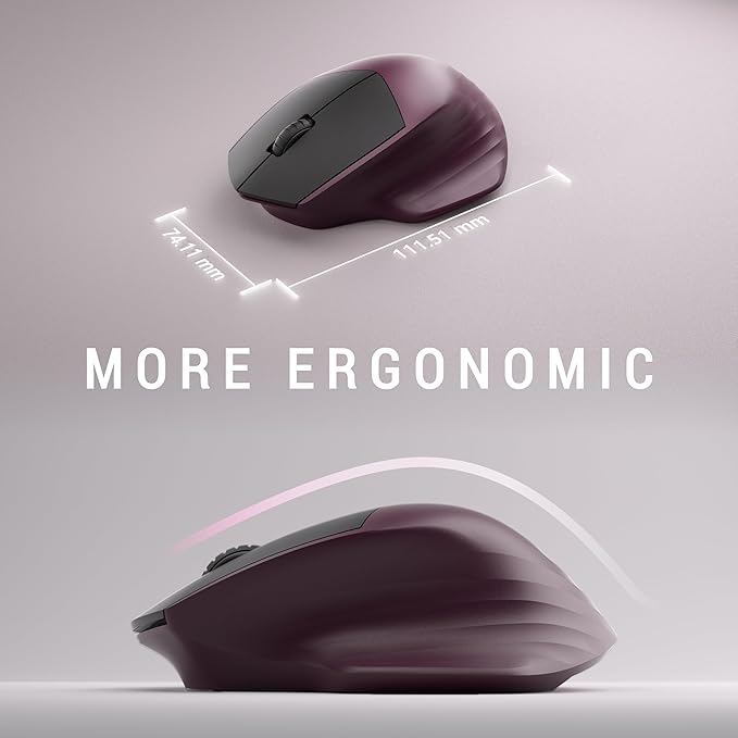 MPTOG Ergonomic Keyboard and Mouse Combo with Wrist Rest, BK Chipset, Full-Size Colorful Office Keyboard and Mouse, Power Button, USB Receiver for PC Laptop (Claret)