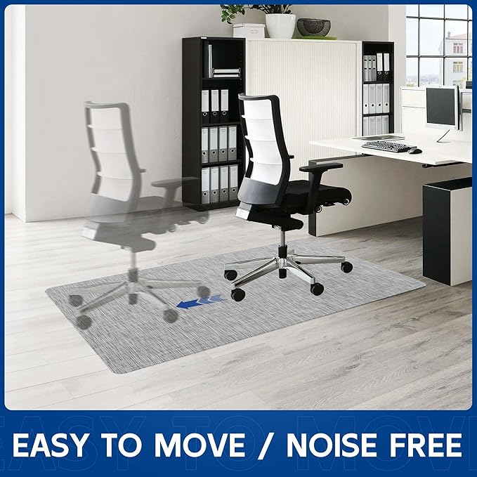 Office Chair Mat for Hardwood & Tile Floor, 46" x 72" Anti-Slip Desk Chair Mat, Easy Glide Floor Protector for Rolling Chairs, Floor Mat for Office Chair for Home Office (Light Grey)