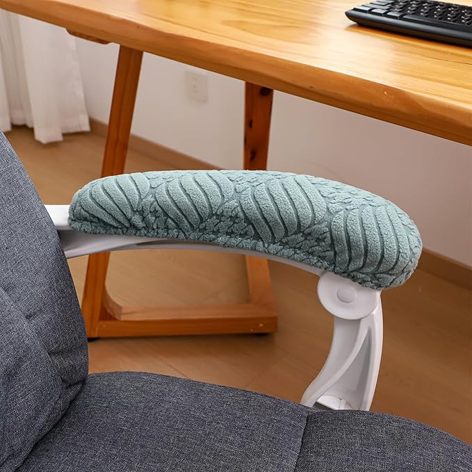 FORCHEER Sage Green Desk Chair Armrest Covers Set of 2 Jacqaurd 4x10/3x11 Stretchable Small Ergonomic Office Chairs Arm Rest Slipcovers for Computer Gaming Chairs Washable Removable