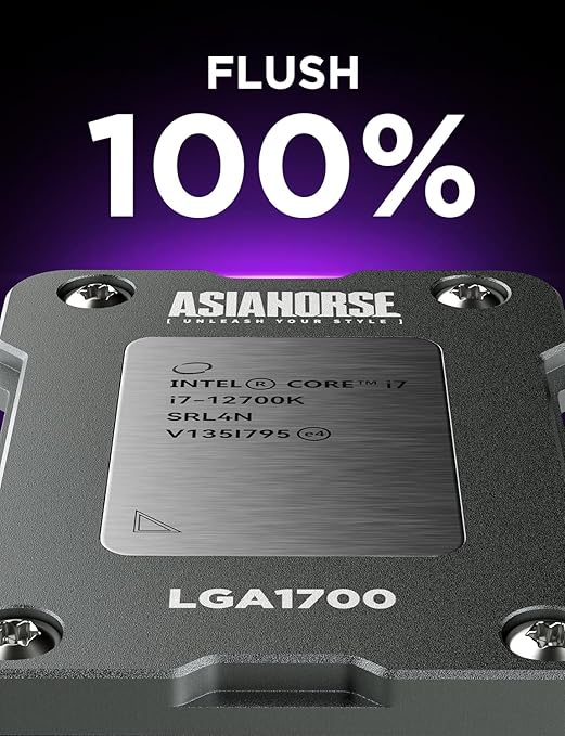 AsiaHorse LGA 1700 CPU Contact Frame, 100% Flush Anti-Bending Secure Frame for Intel CPU, High-Strength Metal Construction Compatible with H610/B660/Z690/Z790 Motherboards, Enhances Cooling Efficiency