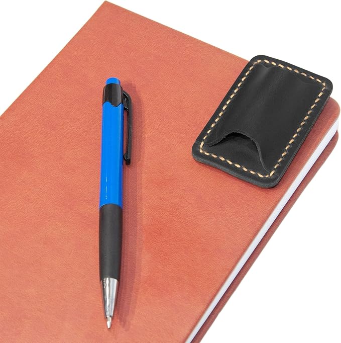 Handmade Leather Pen Holder Clip Notebook Pen Loop Stylish, Leather Pen Holderfor Books, notebook pen pencil holder clip and Practical Pen Organizer (Single Pen Holder (Black))