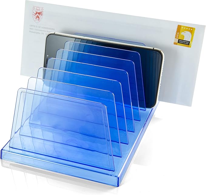 Officemate Blue Glacier Standard Sorter, 7 Compartments, Transparent Blue (23214)