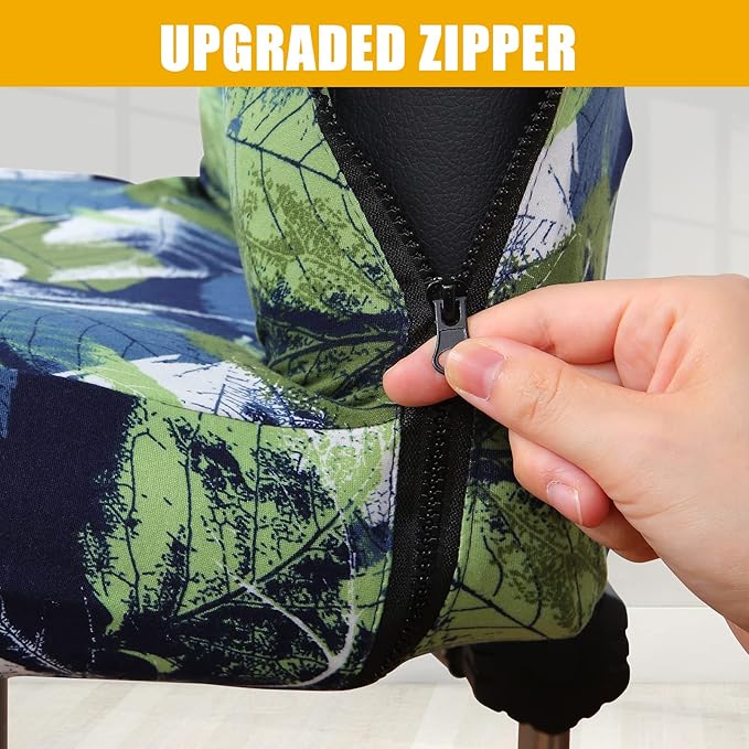 Smiry Stretch Printed Office Computer Chair Covers, Universal Desk Rotating Chair Slipcovers Removable Washable, Soft Fit Anti-Dust Spandex Protector Cover with Zipper, Deep Green