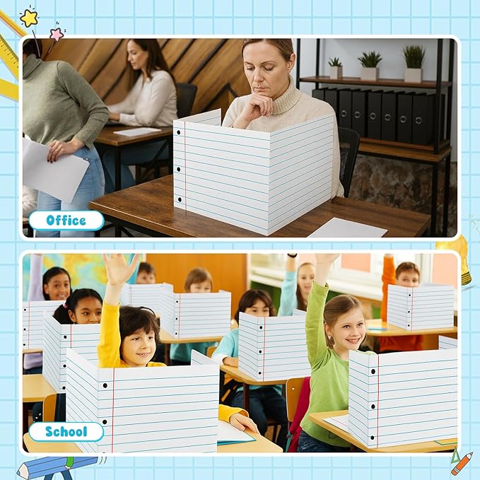 24pcs Paper Student Privacy Boards,Desk Divider Learning Shield Suitable for Student Test Classroom, Light Eco-Friendly Testing Privacy Partition Folders for Teachers School Kingdergarden
