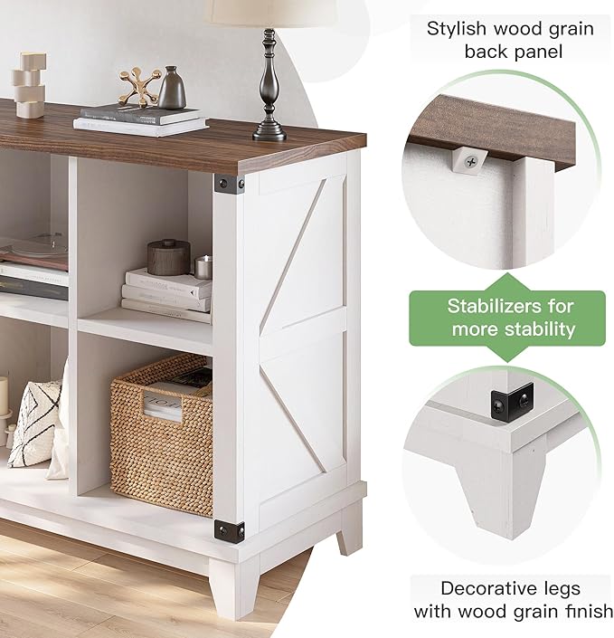 EnHomee 8 Cube Bookshelf, Farmhouse Cube Storage Organizer, Book Shelf for Entryway, Living Room, Office, White, Wood