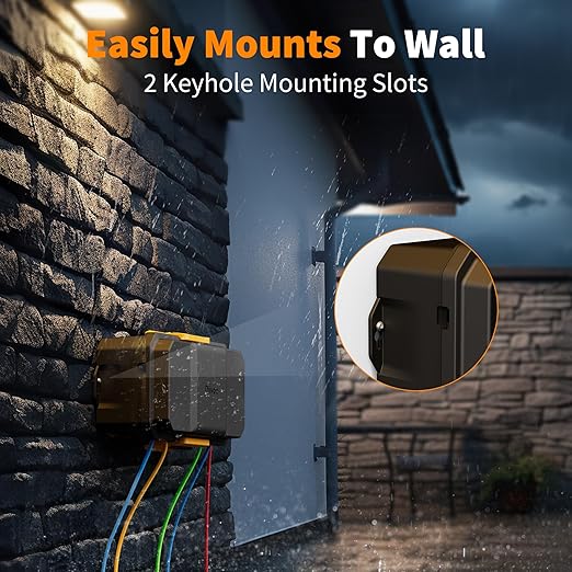 Waterproof Electrical Box, Diivoo Outdoor Extension Cord Covers Waterproof, Large Size 6 Cable Seal Entry, Outdoor Plug Cover, Outdoor Extension Cord Box, Black