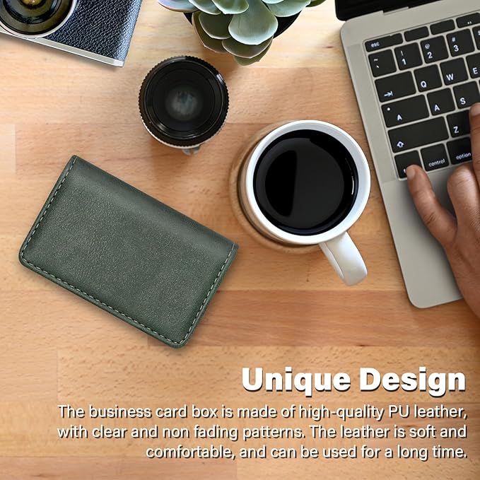 RFID Blocking Wallet - Minimalist Leather Business Credit Card Holder (12-Green)
