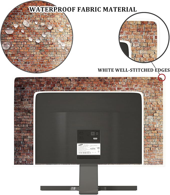 Vintage Brown Wall Waterproof Television Covers 45,46,47,48 Inch TV Display Screen Cover Sleeve Compatible with LCD LED PC Desktop and Home Hanging TV Anti-Scratch Anti-Static Protective