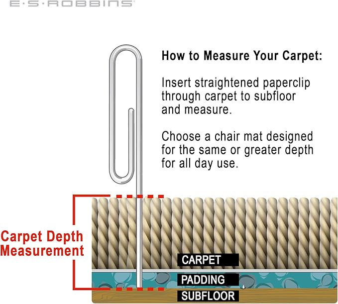 Chair Mat for Carpet- Medium Pile, 46" x 60" Rectangle with Lip, Clear Vinyl Beveled Edge