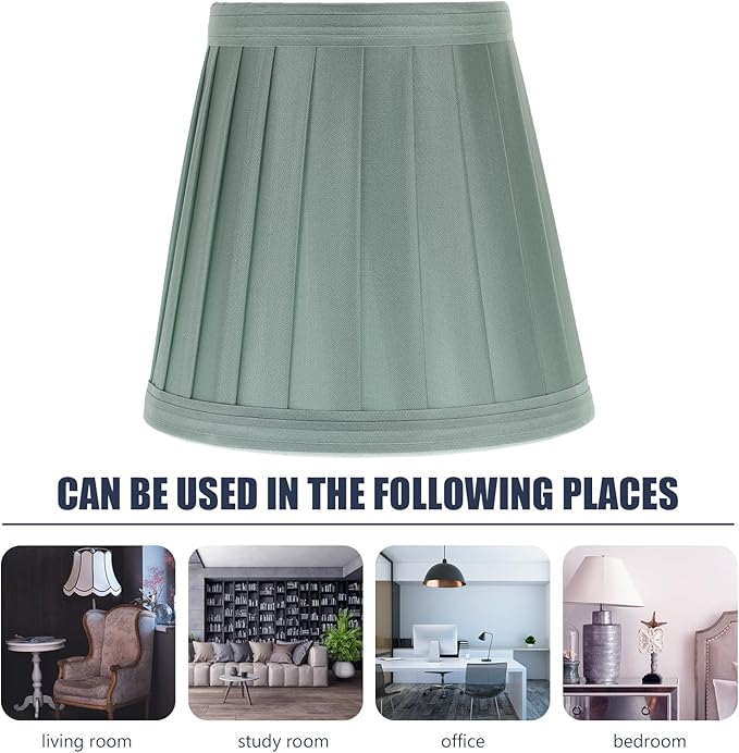 Hemobllo Clip-On Mini Lamp Shade 5x5x3In Green Fabric – Pleated Light Diffuser for Table & Floor Lamps, Space-Saving Accent for Bedroom, Living Room