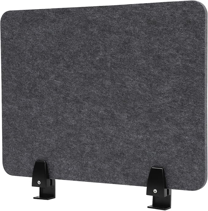 Acoustic Desk Divider, 4Pcs Tabletop Privacy Cubicle Panels, Clamp-On Polyester Fiber Felt Partition, Noise Reducing Office Partition for Workstation, Classroom, Study Area, 20.9*16in Anthracite Gray