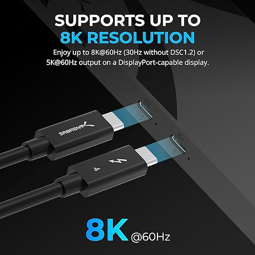SABRENT Thunderbolt 4 KVM Switch, Peripheral Sharing with 3X Thunderbolt 4 USB C 40Gbps, 2X USB-C Charging 60W (PD 3.0) | 4X USB Type A 3.2x2 10Gbps | Supports 4K@144Hz / 8K@60Hz DSC (SB-TB4K)