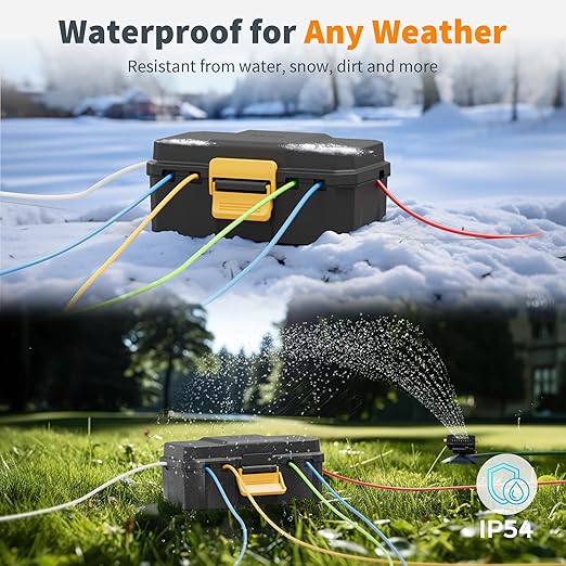Waterproof Electrical Box, Diivoo Outdoor Extension Cord Covers Waterproof, Large Size 6 Cable Seal Entry, Outdoor Plug Cover, Outdoor Extension Cord Box, Black