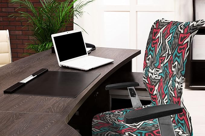 Ambesonne Grunge Office Chair Cover, Abstract Shapes Graffiti Art Style Underground Hip Hop Culture Funky Street Wall, Stretchable Decorative Universal Size High Back Printed Slipcover, Dimgrey Coral