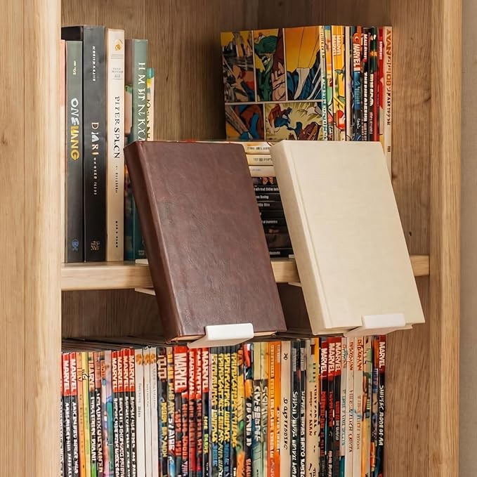 Chumia 6 Pcs Adjustable Book Stand for Display Bookcase Bookshelf Book Comics Display Holder Manga Stand Easel Collector for Library Bookstore Album Cd Magazine Postcard Artworks Home
