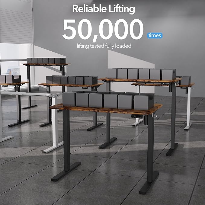 LongKe Electric Standing Desk Adjustable Height, 40x24 Inches Sit Stand up Desktop for Home Office, Ergonomic Rising Computer Table with Memory Preset,Rustic Brown