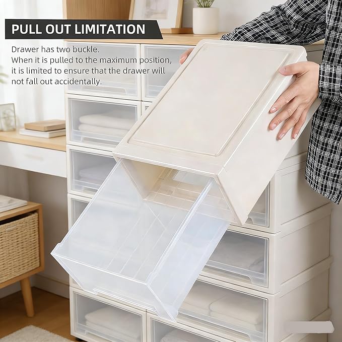 18 Qt. Plastic Desktop Organizer with Clear Drawers, 4-Pack, Stacking Drawers Unit for Closet, Office, Bathroom