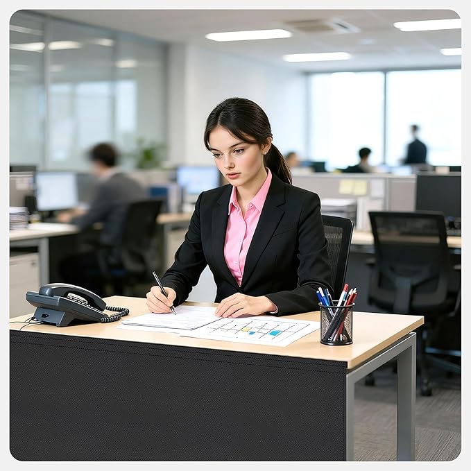 48" Under Desk Privacy Panel Self-Adhesive Modesty Panel Stand Up Desk Modesty Panel for Home Office or Standing Workstation, Black