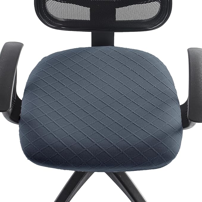 Stretch Jacquard Office Chair Cover, Removable Washable Desk Chair Cover, Anti-dust Seat Cushion Protectors - Dark Grey