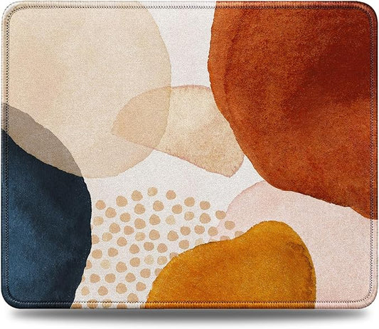 JIKIOU Mouse Pad with Non-Slip Rubber Base, Premium-Textured & Washable Computer Mousepad with Stitched Edges, Mouse Pads for Computers, Laptop, Gaming, Office & Home, 10.2 x 8.3 in Boho