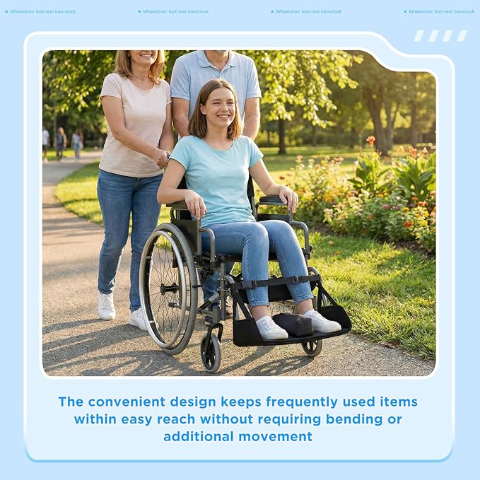 2 Kit Wheelchair Footrest Hammock with Storage Pouch, Adjustable Leg Rest Footrest Hammock, Portable Hanging Foot Sling Replacement for Airplane Wheelchair Essential Accessories