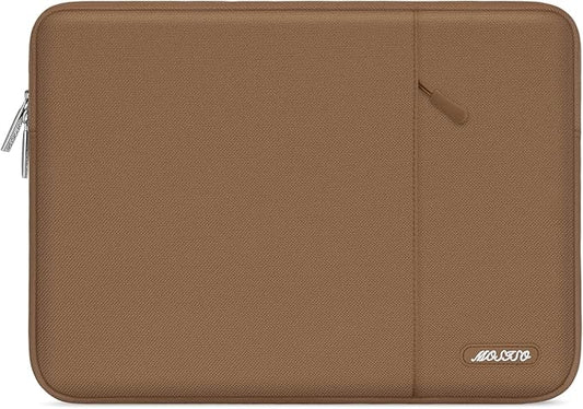 MOSISO Laptop Case 13.3 inch, 13-13.3 inch Laptop Sleeve Compatible with MacBook Air/Pro 13/Pro 14 M5 M4 M3 M2 M1, HP Dell ASUS Lenovo,Polyester Vertical Computer Sleeve Bag with Pocket, Mocha
