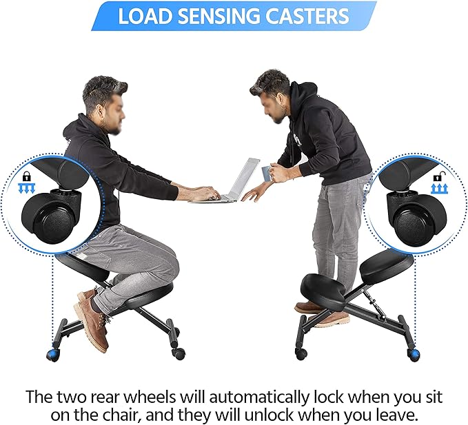Topeakmart Ergonomic Kneeling Chair Improve Posture & Neck Pain Home Office Desk Chairs Flexible Seating Rolling Adjustable Stool