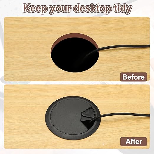 PATIKIL 3 Inch Desk Grommet, 6Pcs Cable Grommet Wire Management Cable Hole Cover Cord Organizer for Office Home Table Countertop, Brown