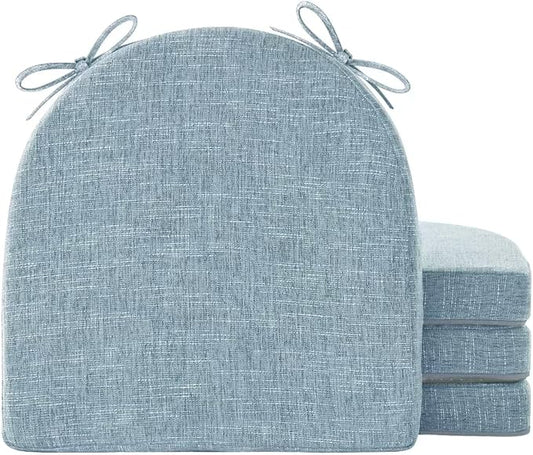 IPYNBAP Chair Cushions for Dining Chairs, Kitchen Chair Cushions, 16'' x 16'' x 2'', Non Slip Indoor Seat Cushions, Chair Pads for Dining Chairs with Ties & Removable Cover, Set of 4, Light Blue
