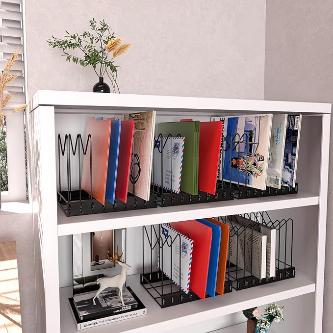 TOPCJ File Organizer for Desk,Clipboard Stand,Wire Caddy,Chopping Board Organizer,File Folder Holder/Rack,File Sorter,Desktop Record Holder,8 Sections Storage,Anti-Scratch/Rusty,Stable,Adjustable