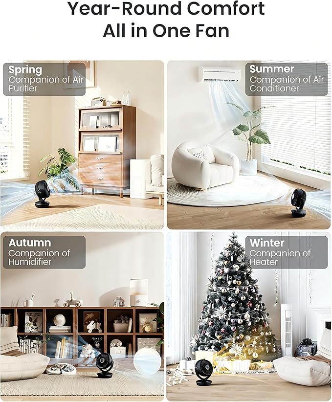 PNTCK Air Circulator Fan for Bedroom, 13" Table Fan with Remote, 90° Oscillating & 120° Tilt, 60ft Strong Airflow, Quiet 25dB Electric Fan with 4 Speeds, 4 Modes & 12H Timer