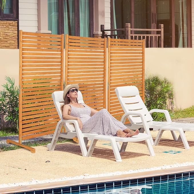 VINGLI Wooden Privacy Fence, 74 x 36 in Freestanding Fence Screen, Decorative Space Divider for Outdoor Patio, Balcony, Deck (1 Panel Freestanding)