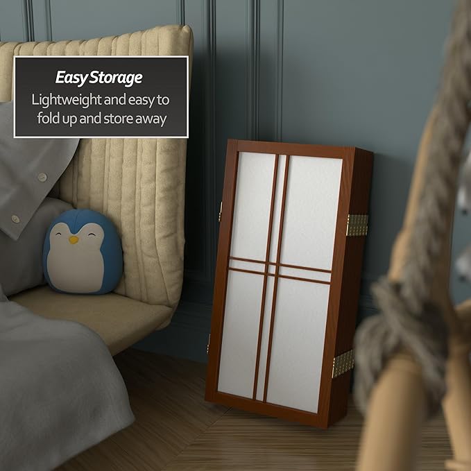 2 ft. Short Desktop Double Cross Shoji Screen - Walnut - 6 Panels