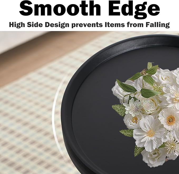 Black Side Table, Modern Side Table 2-Tier, Small Round End Table for Living Room, Metal Frames