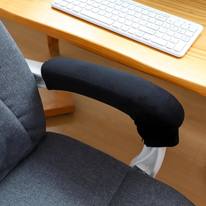 FORCHEER Armrest Covers for Office Chair with Zipper 15 Inch Long Velvet Black Stretchable Arm Rest Covers for Computer Desk Chairs Washable