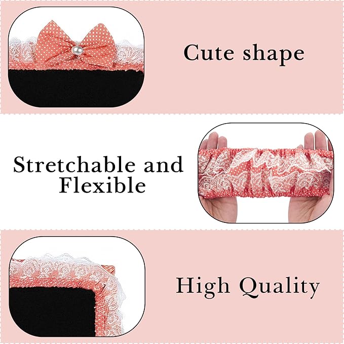 2 Pack Cute Computer Monitor Cover, 23''-26'' Elastic Monitor Dust Cover with Bow Knot, Lovely Monitor Accessories Screen Monitor Decoration for Tablet (Orange)